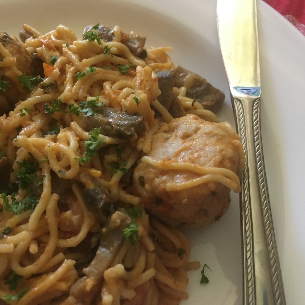 Pasta with Chicken Meatballs and Homemade Pasta&nbsp;Sauce